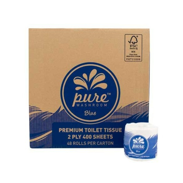 Pure Premium Toilet Paper Rolls 2ply 400 sheets x 48 rolls