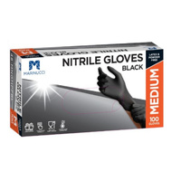 Bastion Nitrile Black Gloves MEDIUM x100 (box)